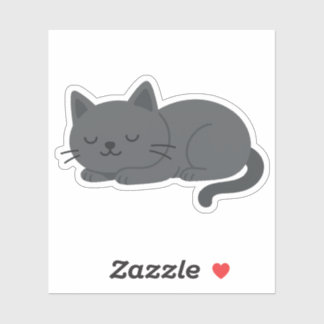 Sticker Gray Cat Sleeping Peacefully – Minimalist Cat Art