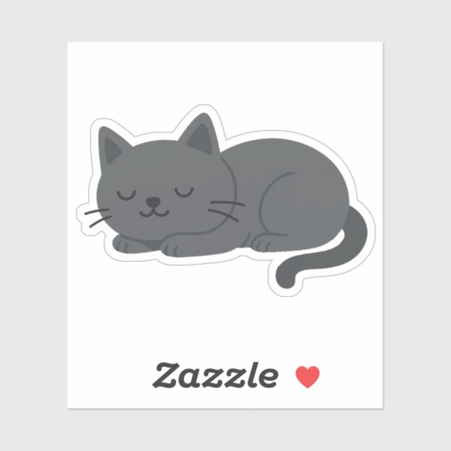 Sticker Gray Cat Sleeping Peacefully – Minimalist Cat Art (Feuille)