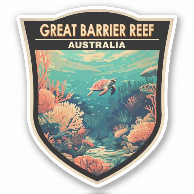 Sticker Great Barrie Reef Australie Travel Art Vintage (Devant)