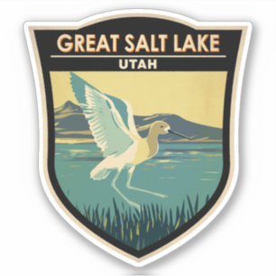 Sticker Great Salt Lake American Avocet Travel Art Vintage