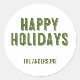 Sticker Green Christmas Happy Holidays