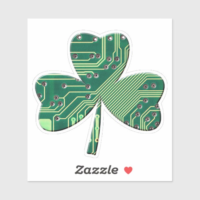 Sticker Green Circuit Board St Patrick Day Shamrock (Feuille)
