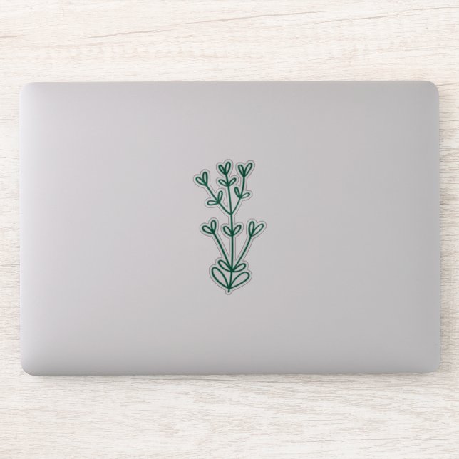 Sticker Green Delicate Botanical Transparent Custom Cut  (Ordinateur)