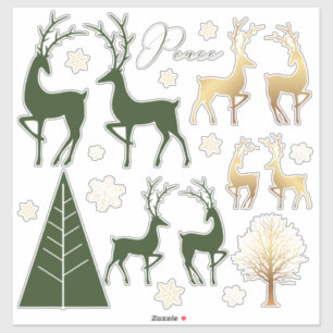 Sticker Green Gold Christmas Holiday Éléments modernes
