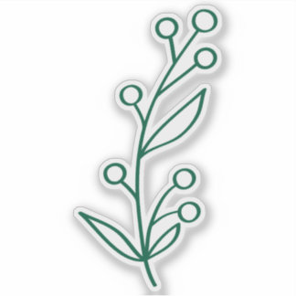 Sticker Green Outline Berry Custom Cut 