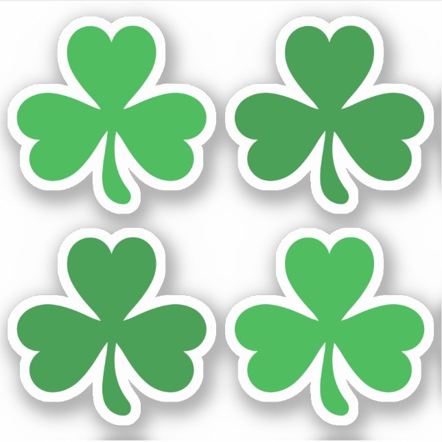 Sticker Green trois feuilles de trèfle shamrock St Patrick (Devant)