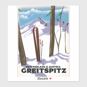 Sticker Greitspitz Suisse & Autriche Affiche de ski