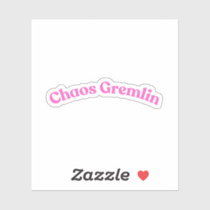 Sticker Gremlin de chaos   Lettre bulles rose drôle