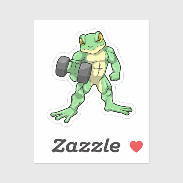 Sticker Grenouille à Bodybuilding avec Dumbbell (Feuille)