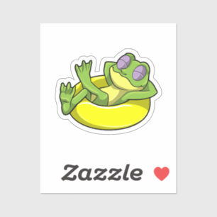 Sticker Grenouille à la natation avec anneau de natation