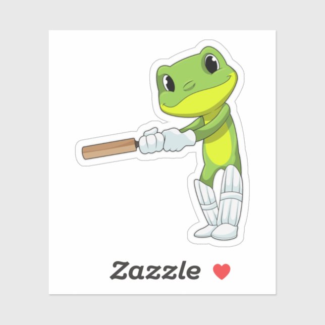 Sticker Grenouille au cricket avec chauve-souris de cricke (Feuille)