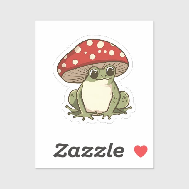 Sticker Grenouille aux champignons mignons (Feuille)