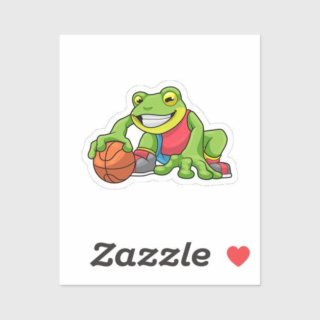 Sticker Grenouille aux sports avec basket-ball (Feuille)
