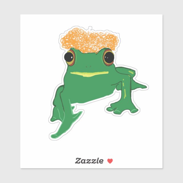 Sticker Grenouille avec cheveux (Feuille)