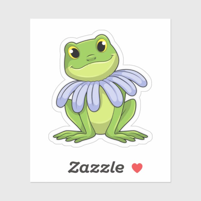 Sticker Grenouille avec marguerite (Feuille)