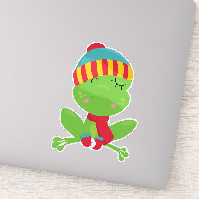 Sticker Grenouille d'hiver, Grenouille mignonne, Grenouill (Détail)
