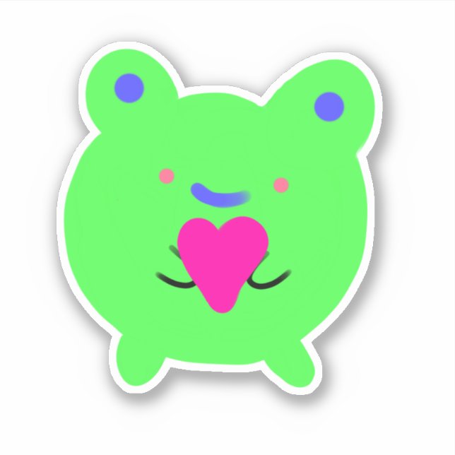 Sticker Grenouille douce au coeur (Devant)
