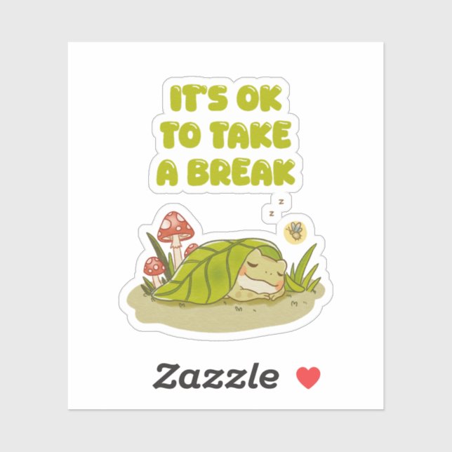 Sticker Grenouille endormie "C'est OK de prendre une pause (Feuille)