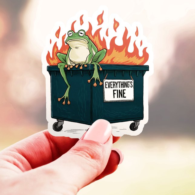 Sticker Grenouille Feu de Conteneur Tout Va Bien Vinyle (Créateur téléchargé)