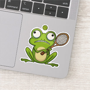 Sticker Grenouille Jouant Au Tennis