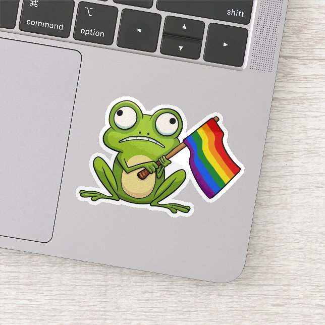 Sticker Grenouille LGBT avec drapeau de la fierté (Détail)