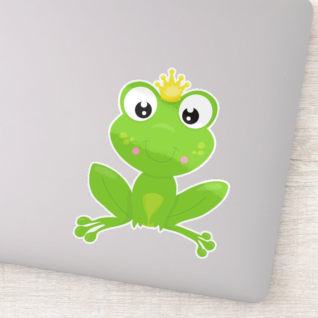 Sticker Grenouille mignonne, Grenouille verte, Couronne, P (Détail)
