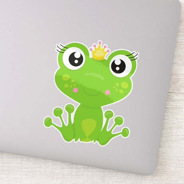 Sticker Grenouille mignonne, Grenouille verte, Princesse d (Détail)