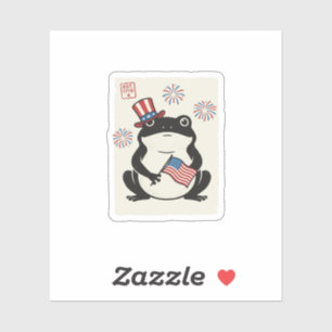 Sticker Grenouille Patriotique Gravure Vintage Vector Art_