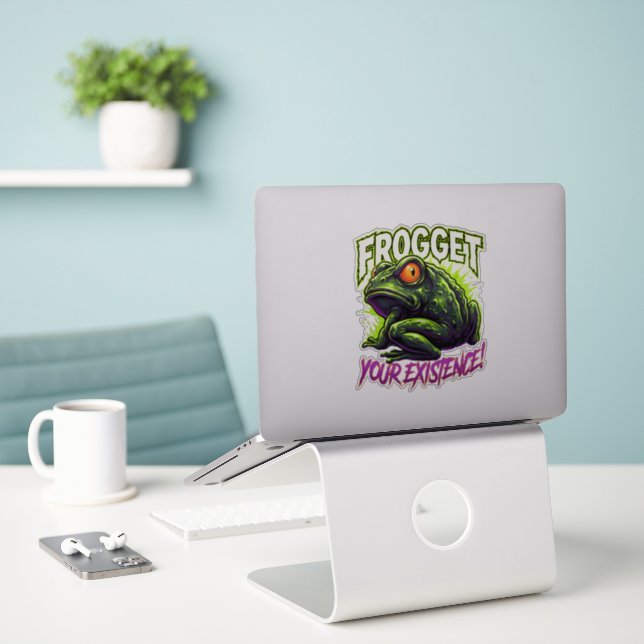 Sticker Grenouille sarcastique Oublie ton existence Mème d (Ordinateur portable sur le bureau)