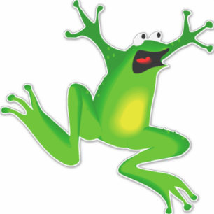 Sticker Grenouille sauteuse vert caricaturale