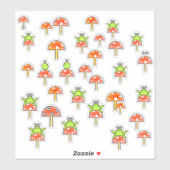 Sticker Grenouilles à dessin sur les tabourets et les cham (Feuille)