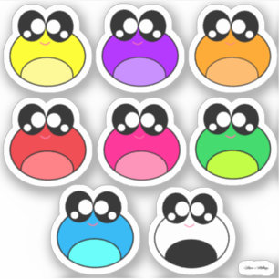 Sticker Grenouilles colorées de Kawaii