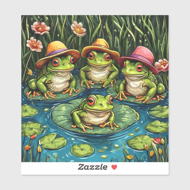 Sticker Grenouilles de dessin animé (Feuille)