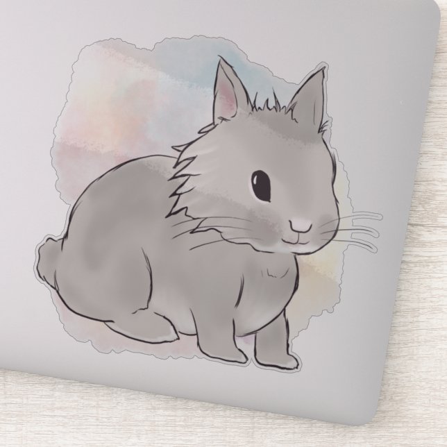 Sticker Grey lionhead bunny (Détail)