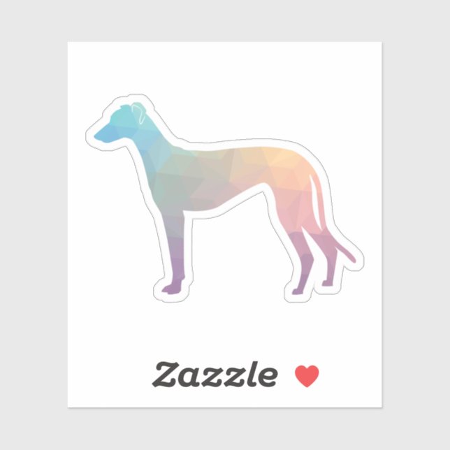 Sticker Greyhound Dog Geometric Pattern Silhouette Pastel (Feuille)