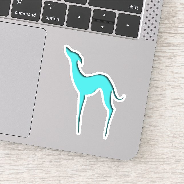 Sticker Greyhound Whippet chien turquoise silhouette bleue (Détail)