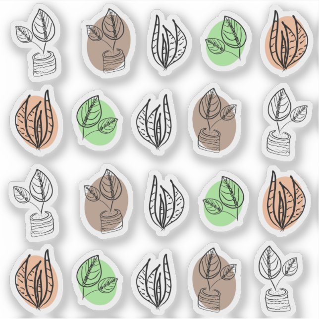 Sticker Gribouillages de plantes abstraites (Devant)