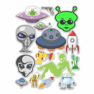 Sticker Gris aliens de l'espace sous la feuille de collage