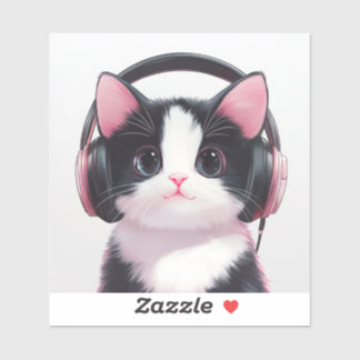 Sticker Groovin’ Kitty - Baguette de Kitty noir et blanc