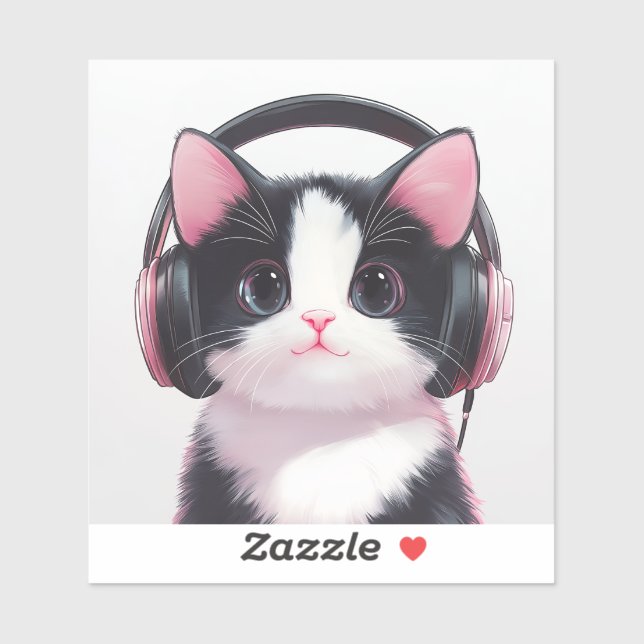 Sticker Groovin’ Kitty - Baguette de Kitty noir et blanc (Feuille)