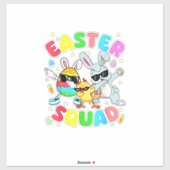 Sticker Groovy Funny Rabbit Egg Chick Easter Squad Day Men (Feuille)