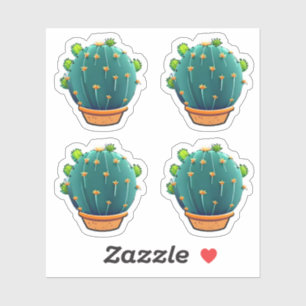 Sticker Gros cactus vert rond Succulent #2