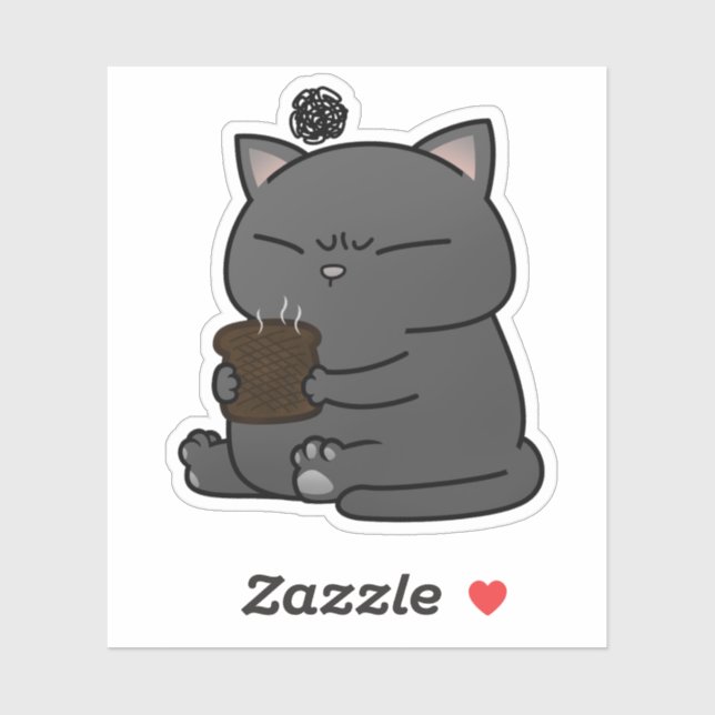 Sticker Gros Chat noir Grillé Toast Brûlé (Feuille)