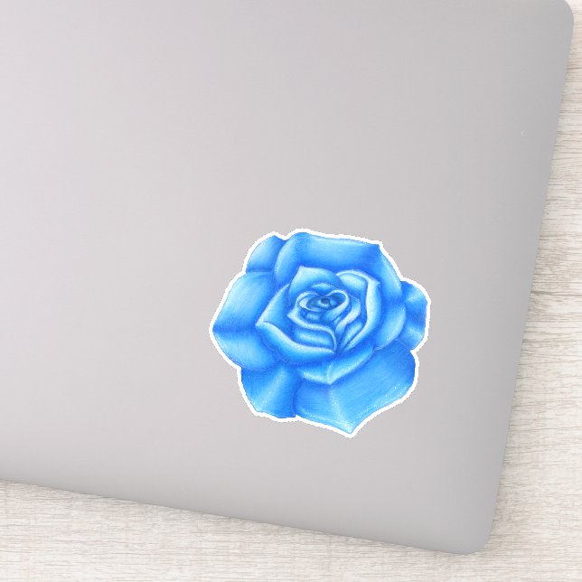 Sticker Gros Rose bleu vibrant blanc Points forts (Détail)