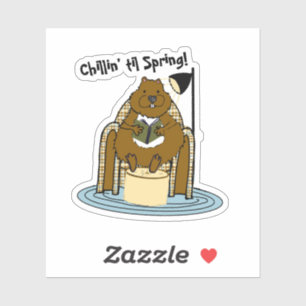 Sticker Groundhog Bookworm attend le printemps