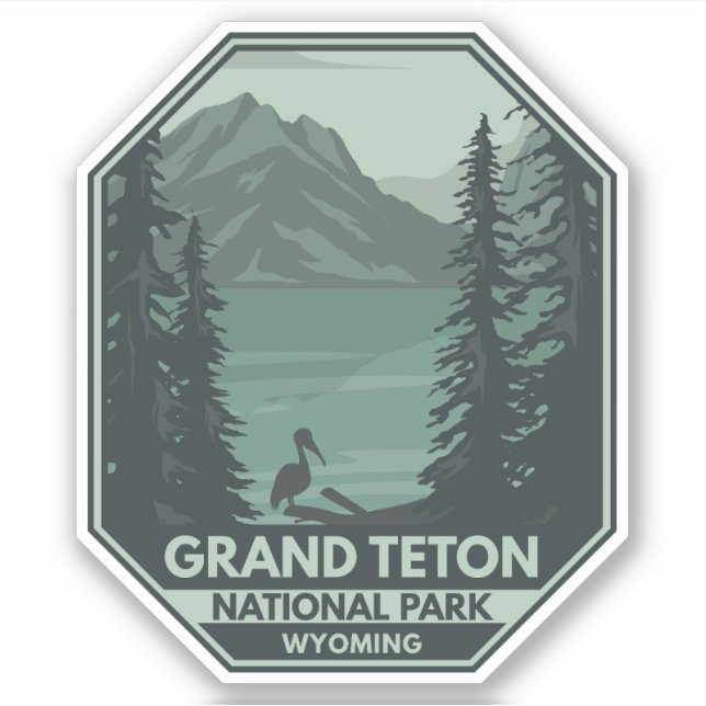 Sticker Grue du parc national de Grand Teton Vintage (Devant)