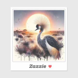 Sticker Grue majestueuse au coucher du soleil sur le paysa