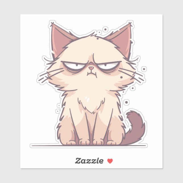 Sticker Grumpy Cat Anime Chibi Mème (Feuille)