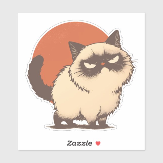 Sticker Grumpy Cat Anime Chibi Mème (Feuille)