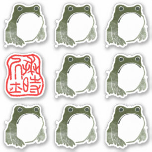 Sticker Grumpy Grenouille japonaise crapaud 19ème siècle